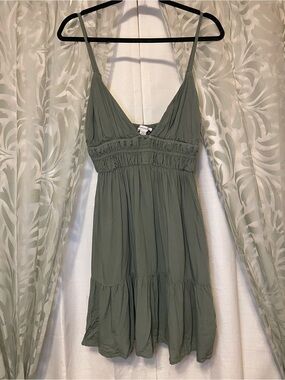 Aeropostale Olive Spaghetti Strap Babydoll Sundress
